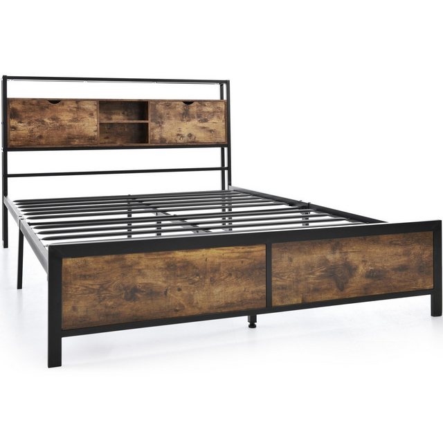 DOPWii Bettgestell Metallbett,Jugendbetten,Doppelbett 140x200cm mit Staurau günstig online kaufen