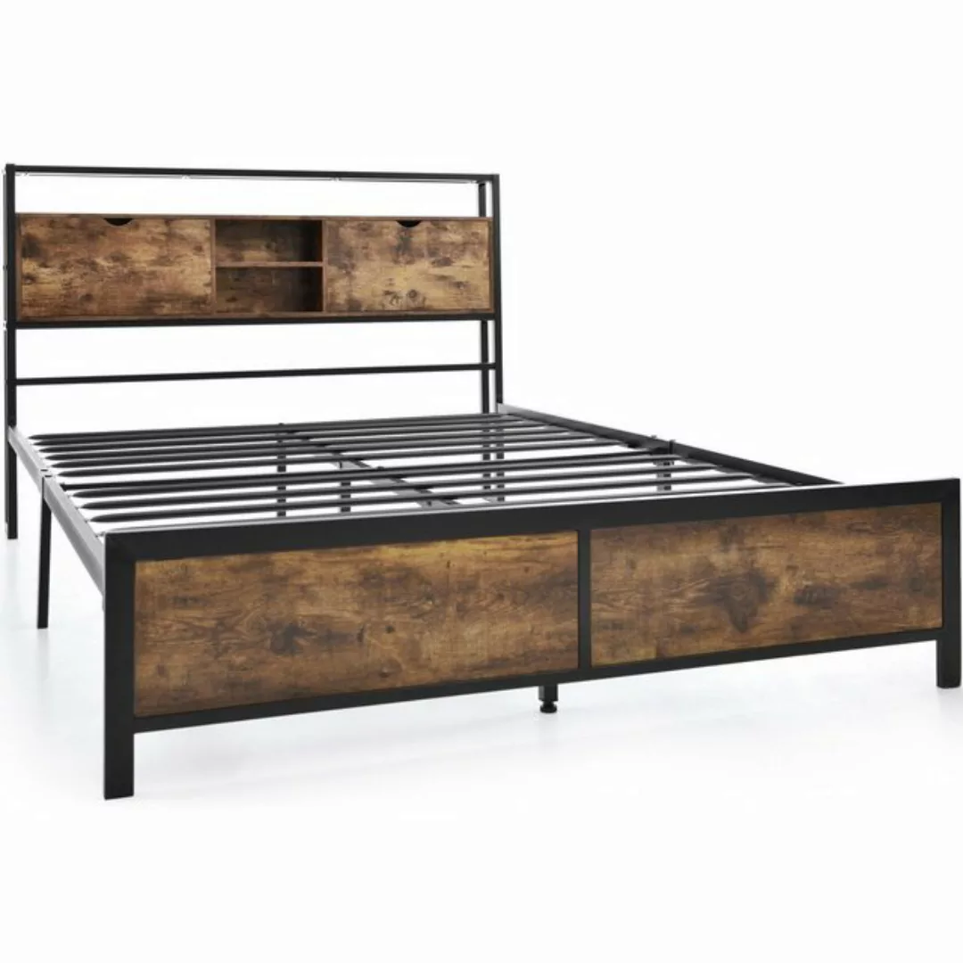 DOPWii Bettgestell Metallbett,Jugendbetten,Doppelbett 140x200cm mit Staurau günstig online kaufen