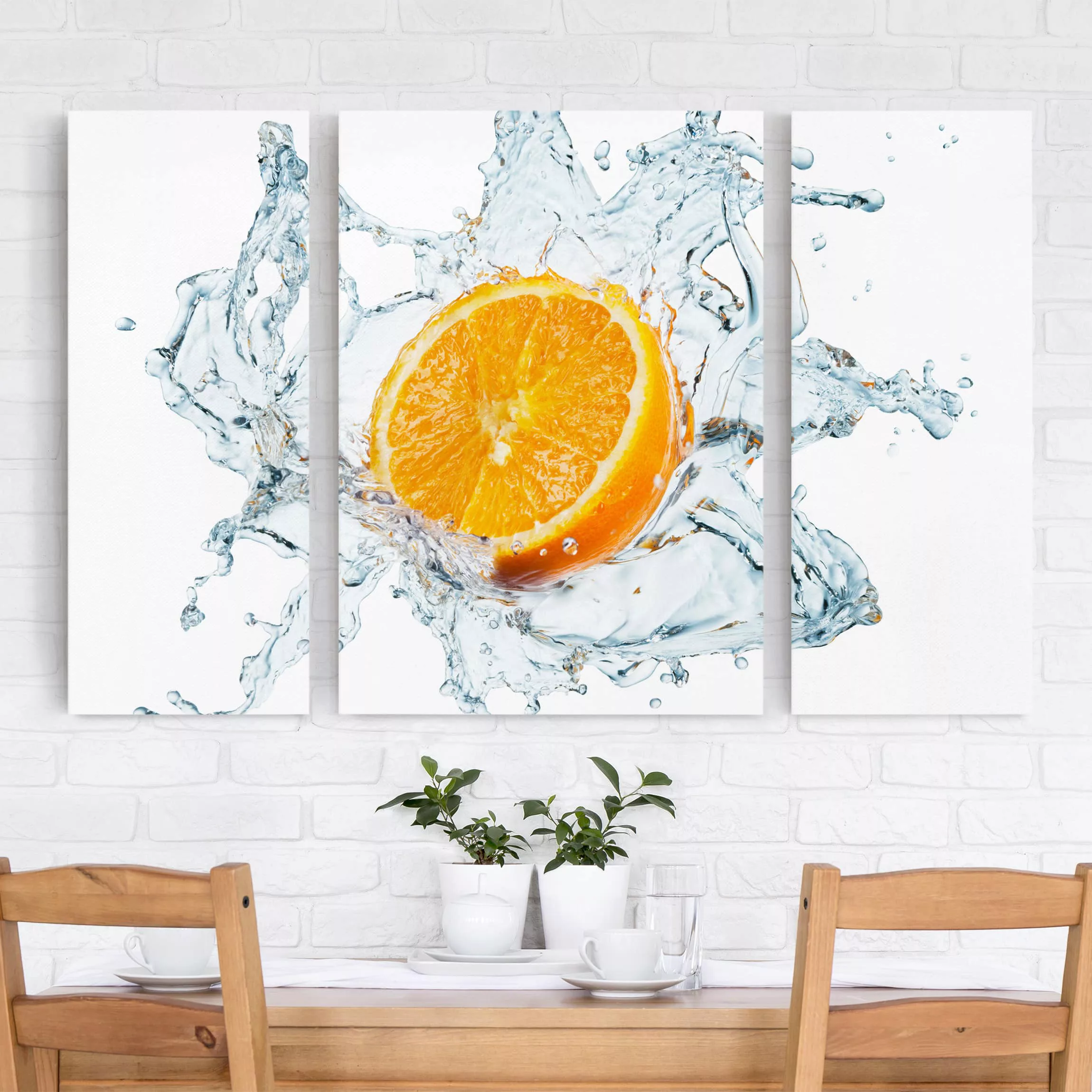 3-teiliges Leinwandbild Küche - Querformat Frische Orange günstig online kaufen
