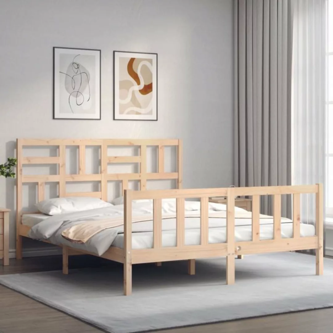 vidaXL Bettgestell Massivholzbett mit Kopfteil Bett Bettgestell günstig online kaufen