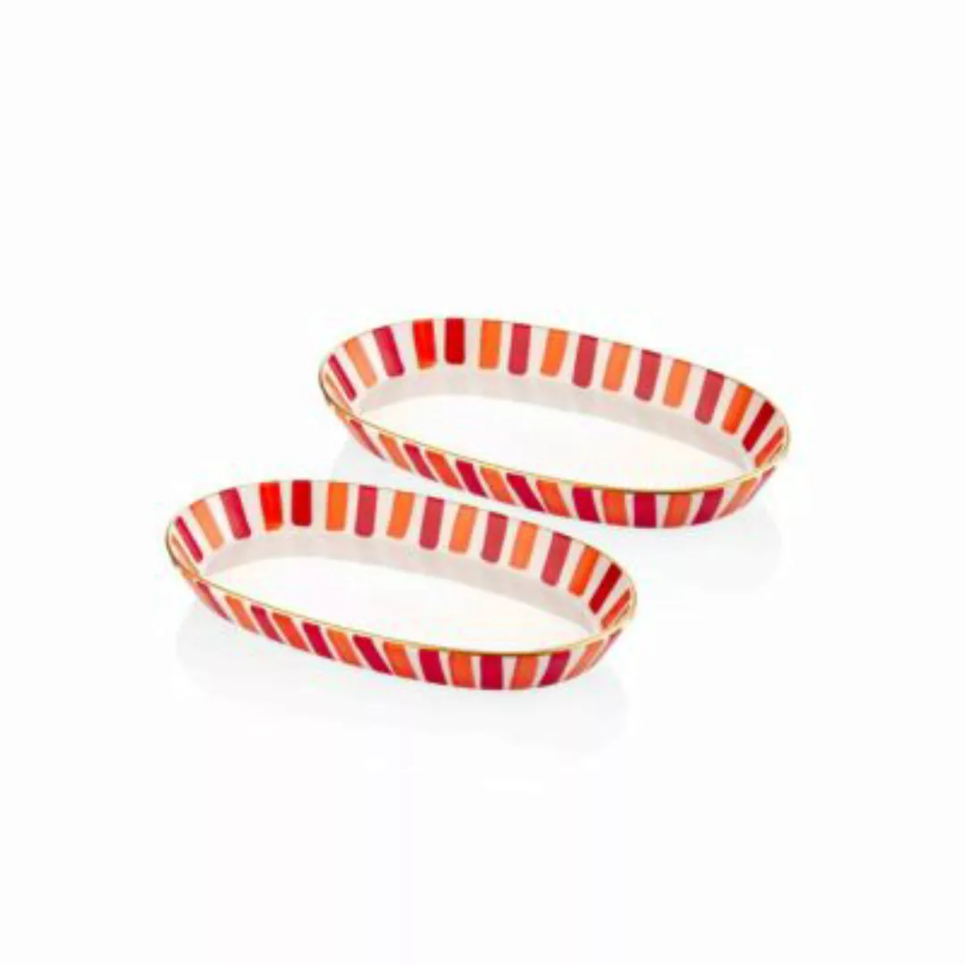 THE MIA Fez ovaler Servierteller 2-tlg. Set 17 x 30 x 4 cm rot günstig online kaufen