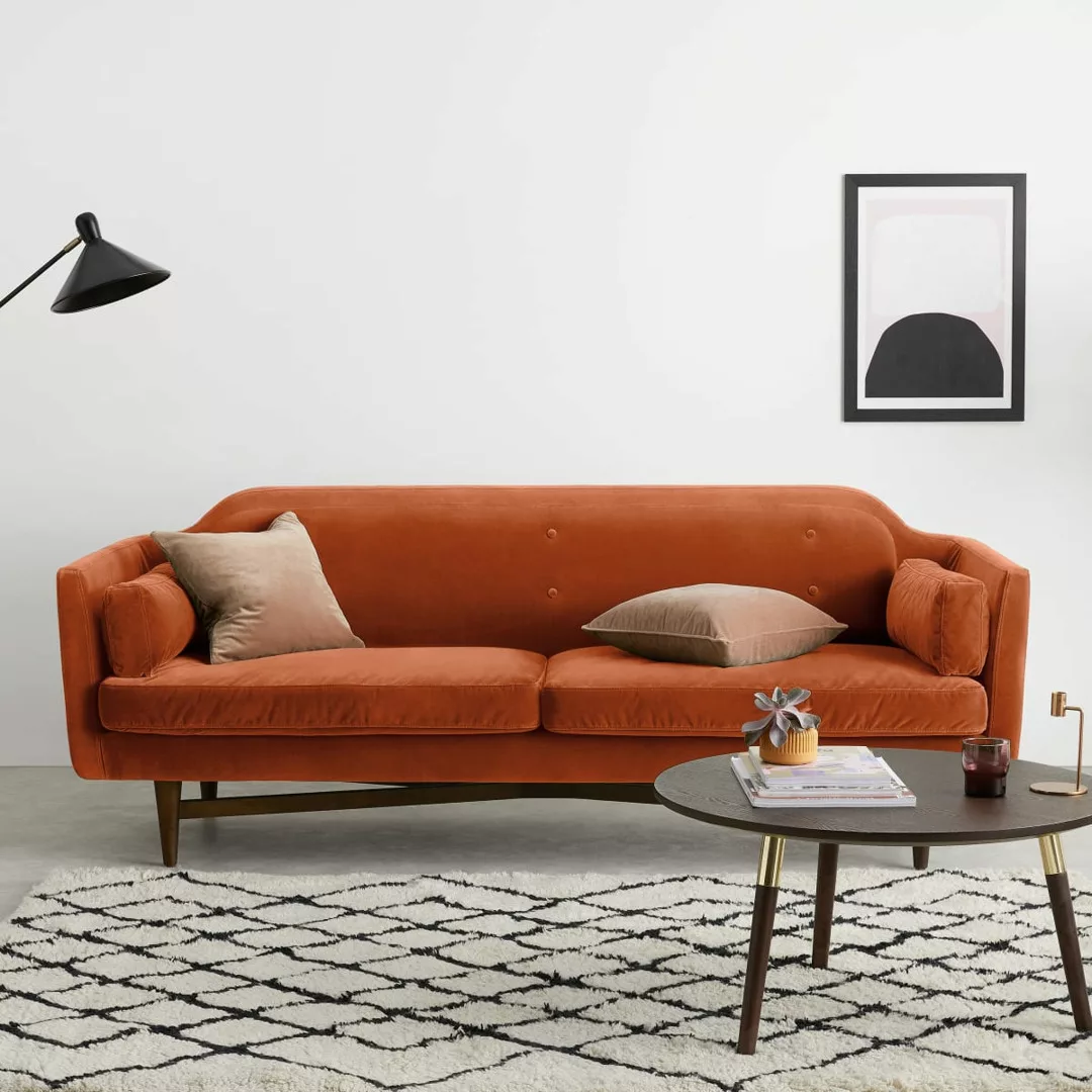 Imani 3-Sitzer Sofa, Samt in Rostorange - MADE.com günstig online kaufen