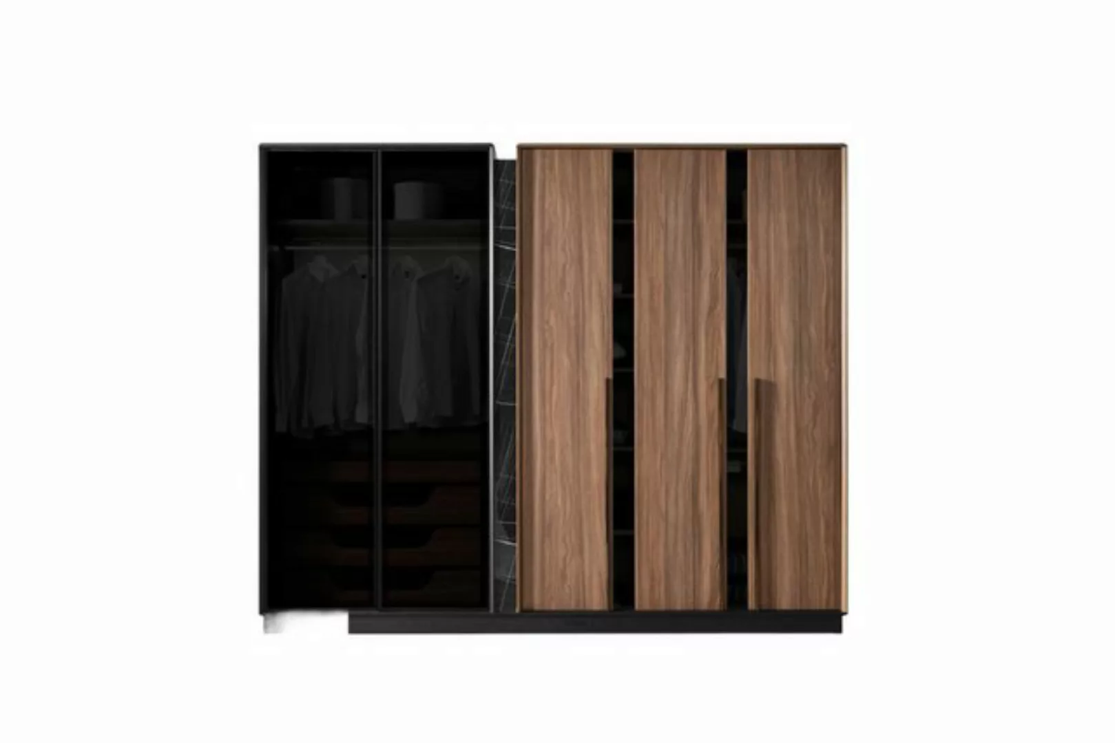 Xlmoebel Kleiderschrank Brauner Luxus-Kleiderschrank aus Holz im modernen S günstig online kaufen