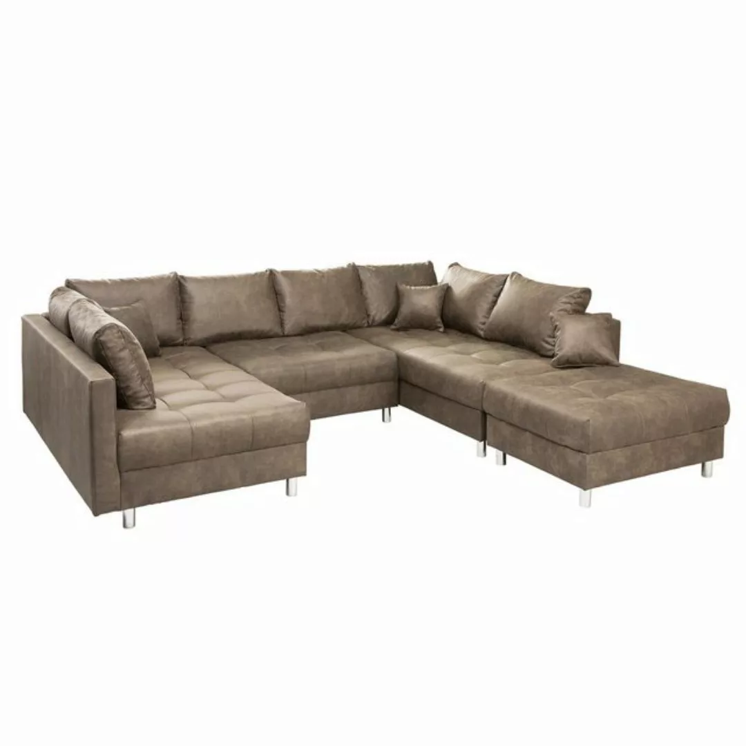 riess-ambiente Wohnlandschaft KENT 305cm taupe / silber, Set 4 Teile, XXL · günstig online kaufen