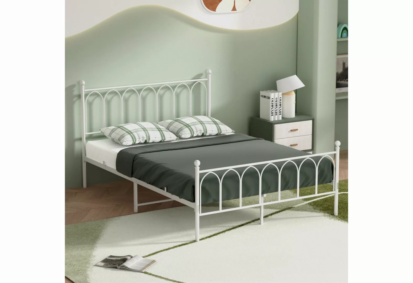 HAUSS SPLOE Metallbett 140 x 190cm mit Lattenrost für Schlafzimmer ohne Mar günstig online kaufen