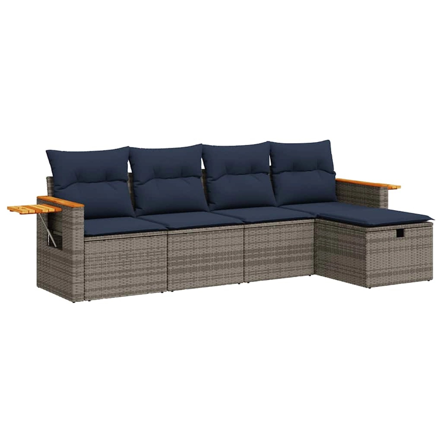 vidaXL 5-Tlg Garten-Sofagarnitur mit Kissen Grau Poly Rattan 3325960 günstig online kaufen