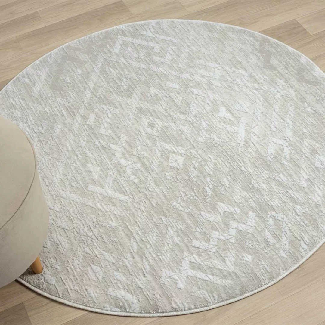 Runder Muster Teppich in Cremefarben und Beige 120 cm Durchmesser günstig online kaufen