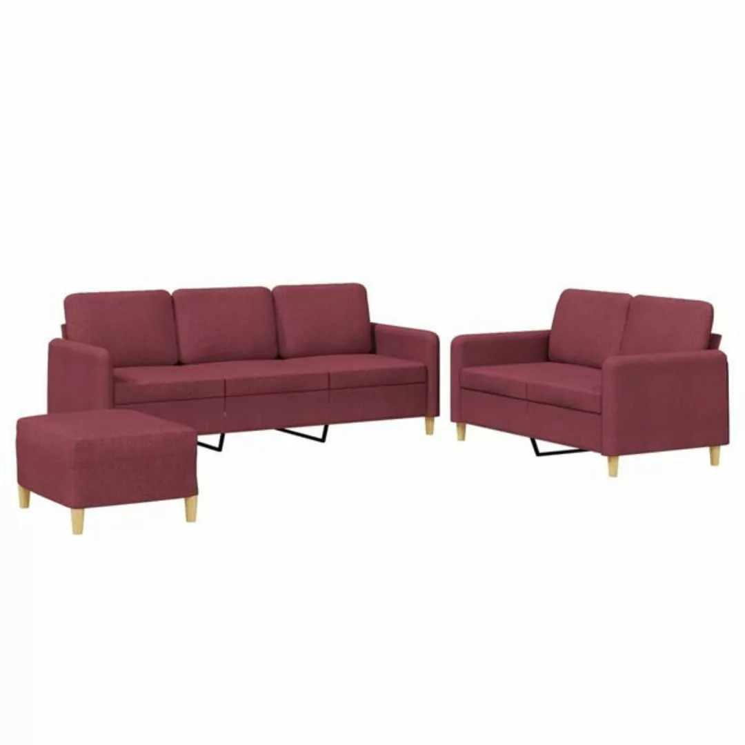 vidaXL Sofa 3-tlg. Sofagarnitur mit Kissen Weinrot Stoff günstig online kaufen