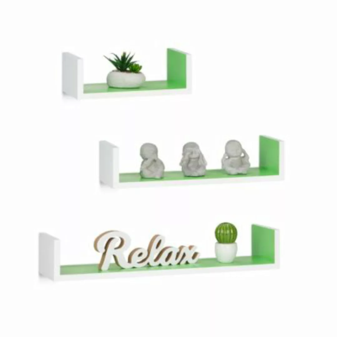 relaxdays Wandregal 3er Set U-Form weiß-kombi günstig online kaufen