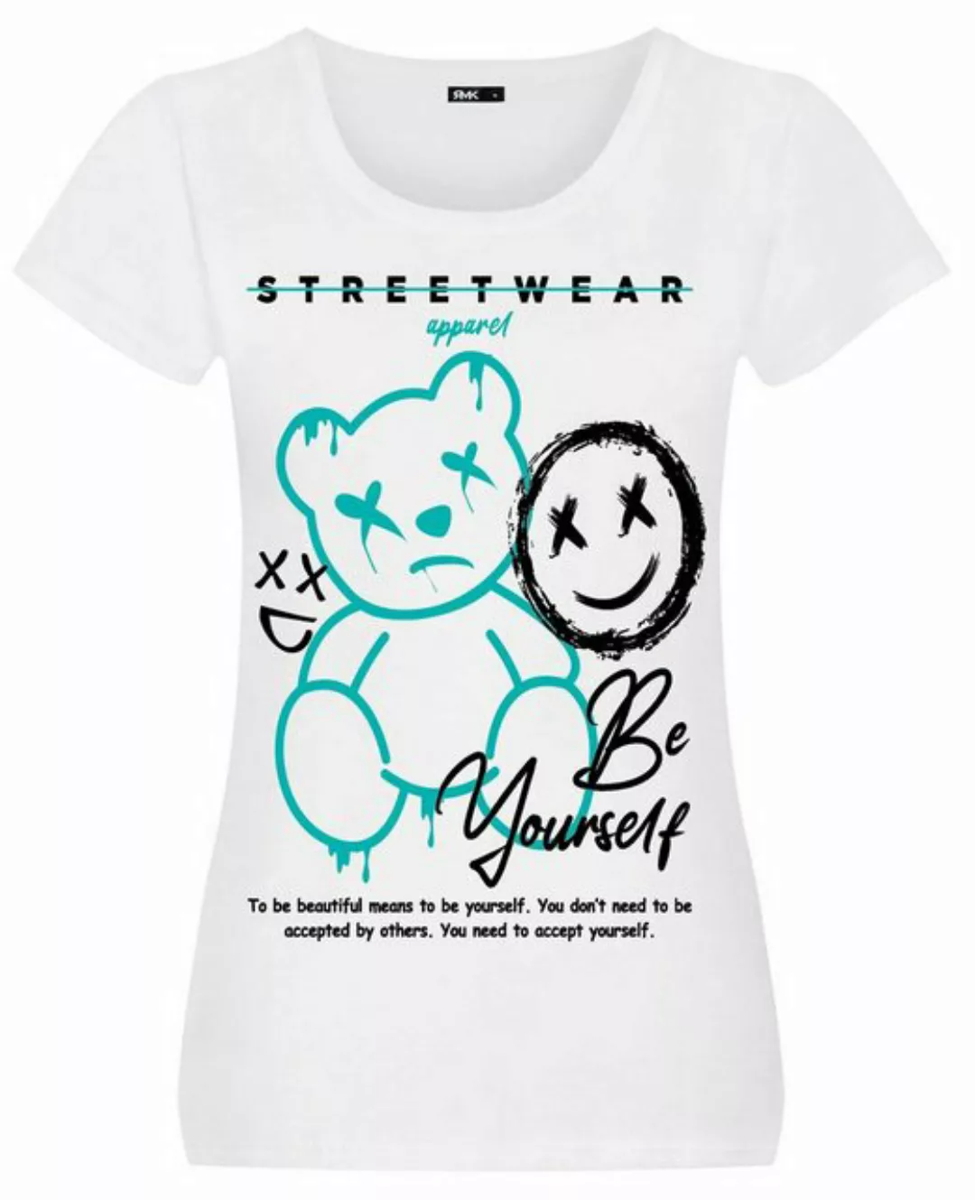 RMK T-Shirt Damen Shirt kurzarm Rundhalsshirt mit modischem Frontdruck "Ted günstig online kaufen