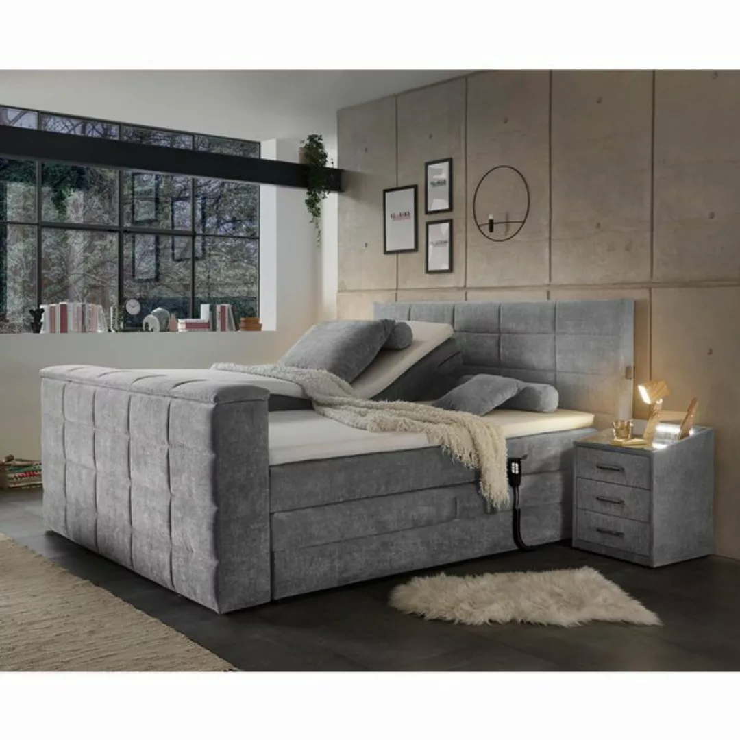 Lomadox Boxspringbett DURAZNO-09, 180x200 cm mit TV-Halterung elektrisch ve günstig online kaufen