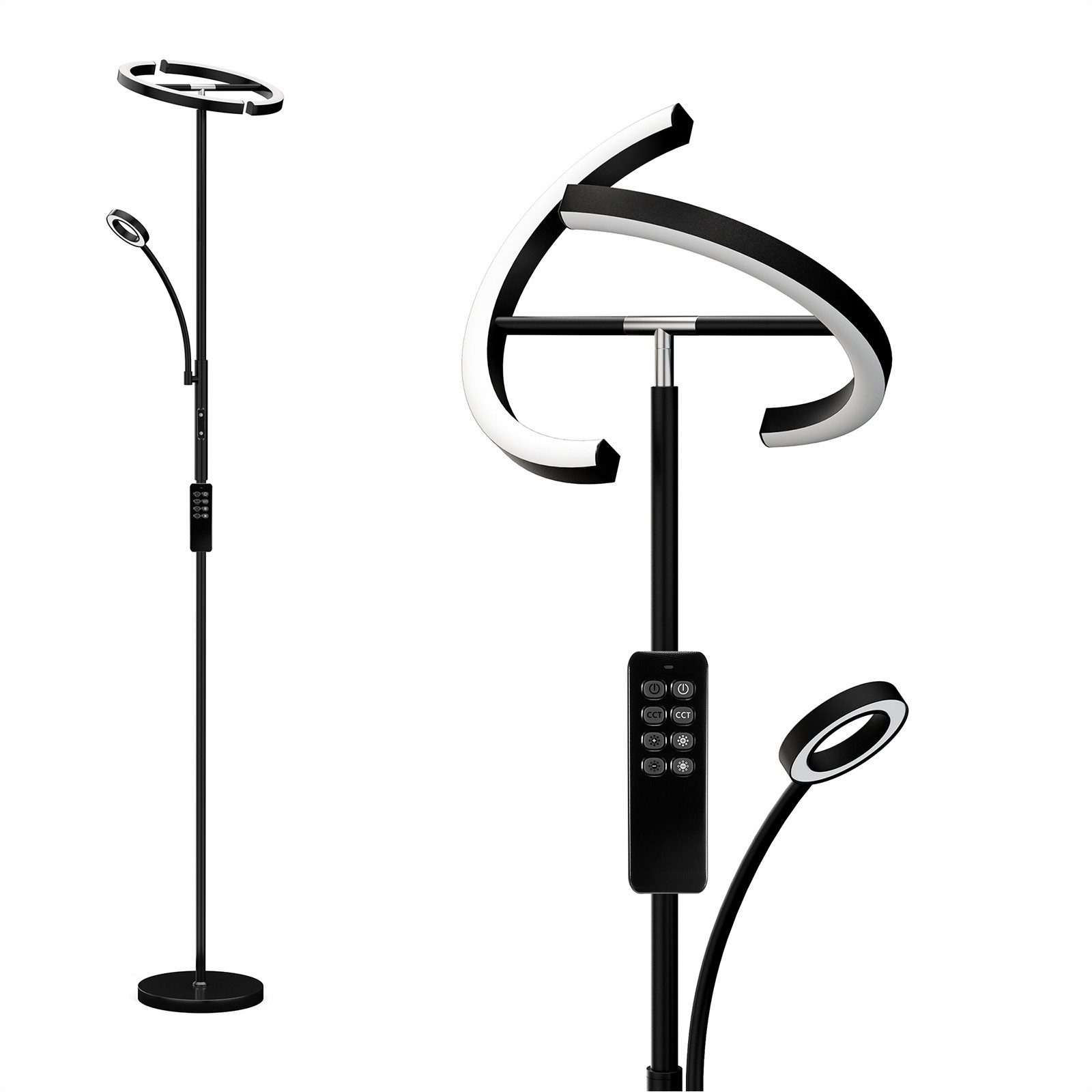 Auralum Stehlampe LED Dimmbar Schwarz Stehleuchte günstig online kaufen