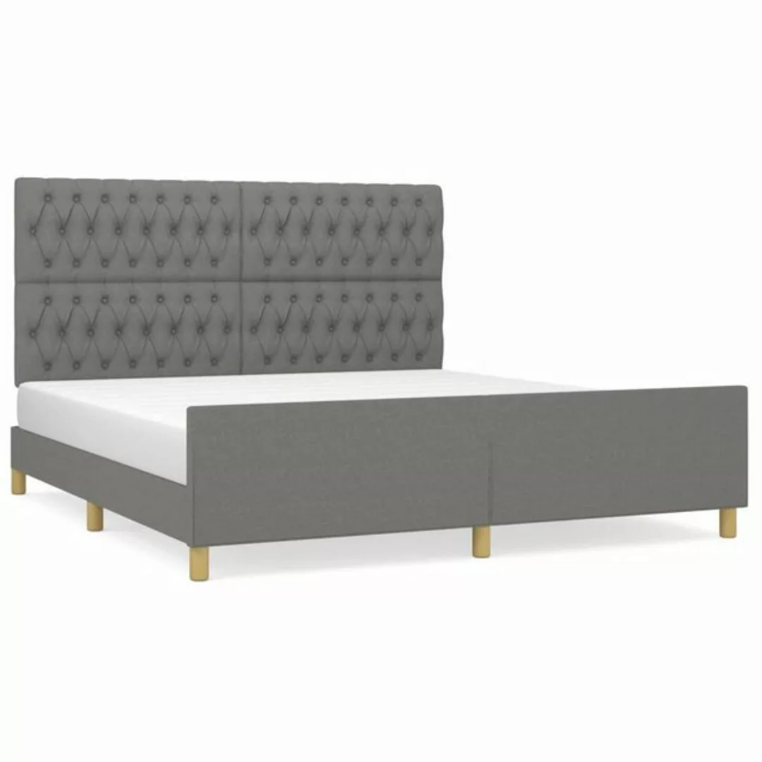 furnicato Bett Bettgestell mit Kopfteil Dunkelgrau 180x200 cm Stoff günstig online kaufen