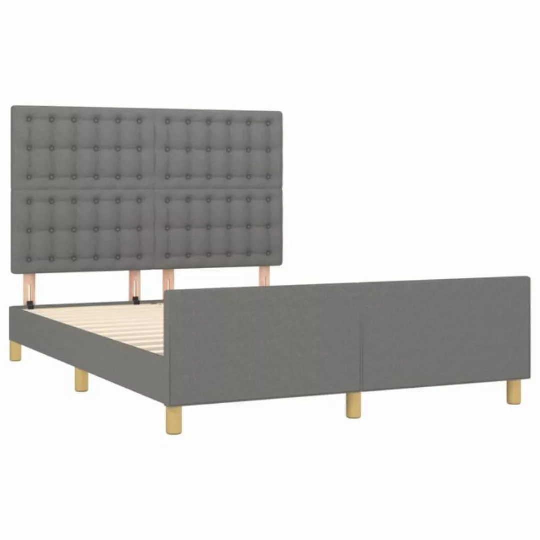 vidaXL Bettgestell Bettrahmen mit Kopfteil Dunkelgrau 140x190 cm Stoff Bett günstig online kaufen