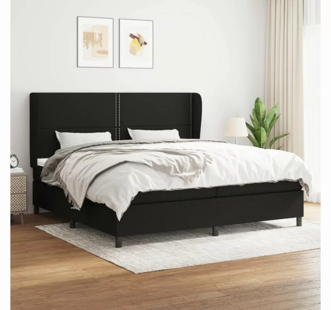 vidaXL Boxspringbett, Boxspringbett mit Matratze Schwarz 200x200 cm Stoff günstig online kaufen