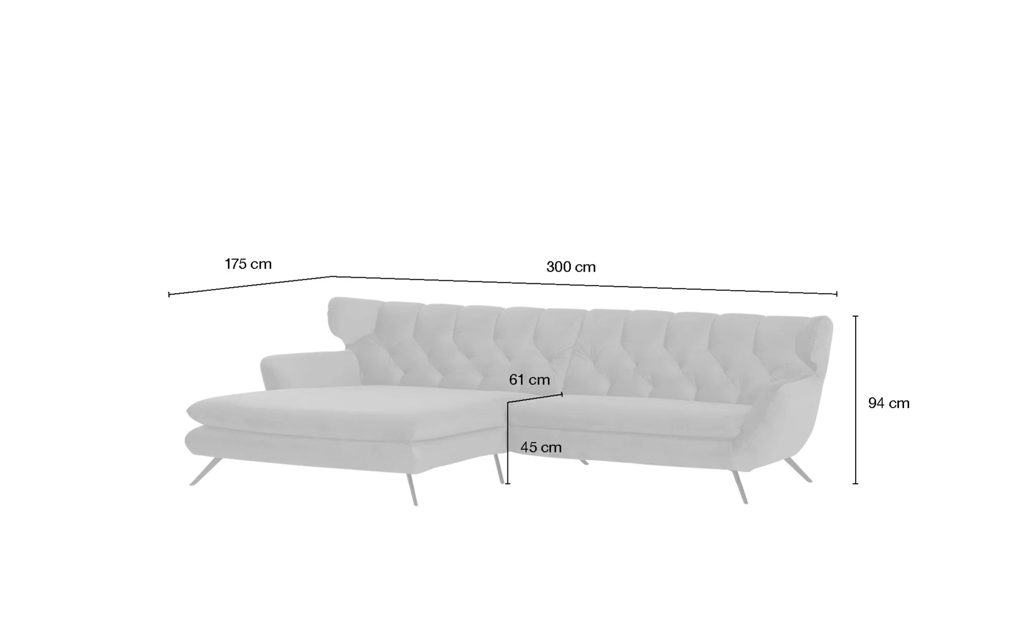 pop Ecksofa  Caldara ¦ gelb ¦ Maße (cm): B: 300 H: 94 T: 175 Polstermöbel > günstig online kaufen