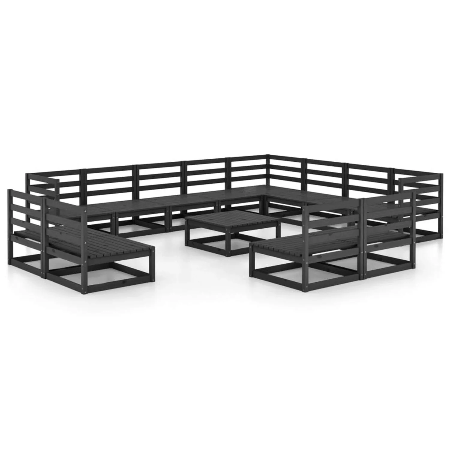 vidaXL 13-tlg Garten-Lounge-Set Schwarz Massivholz Kiefer Modell 2 günstig online kaufen