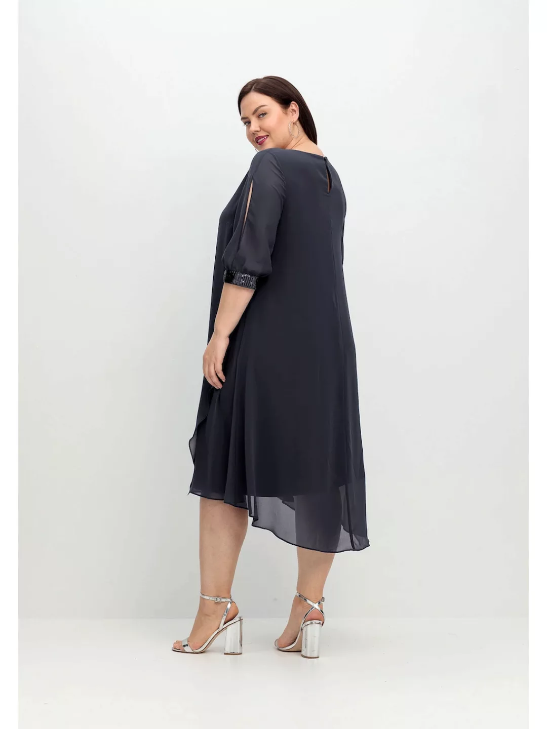 Sheego Abendkleid "Große Größen", aus Georgette, mit geschlitztem Ärmel günstig online kaufen