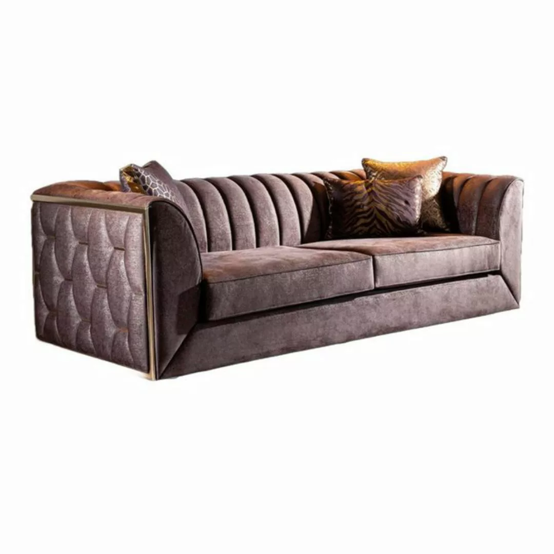 Xlmoebel 3-Sitzer Moderner Textilsofa in Taupe für luxuriöses Wohnzimmer, 1 günstig online kaufen