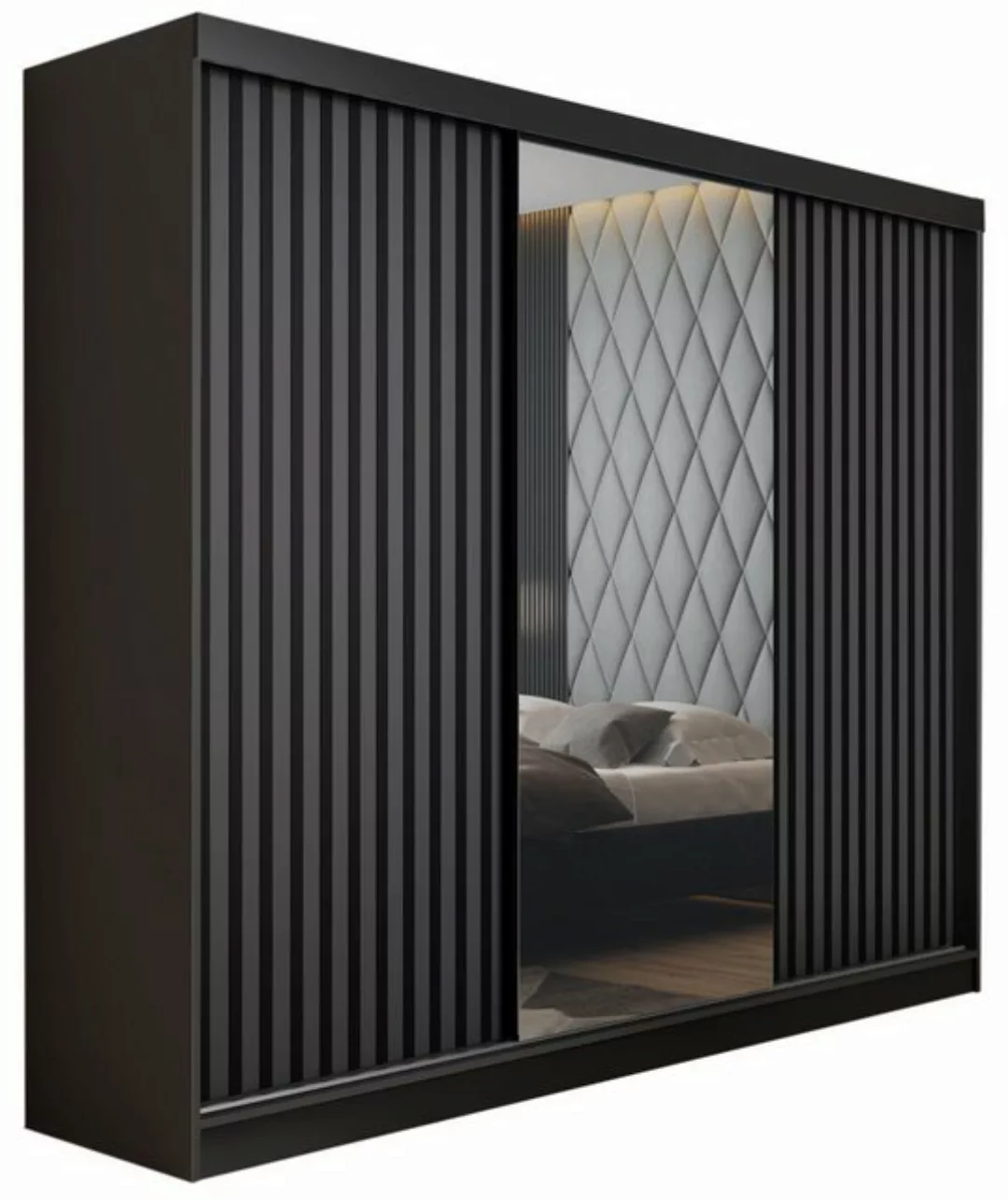 Compleo Schwebetürenschrank mit Spiegel, Breite: 200 cm, Modern design, Lam günstig online kaufen