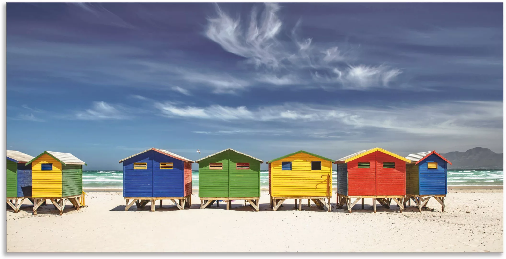 Artland Wandbild »Bunte Strandhäuser bei Kapstadt«, Strandbilder, (1 St.) günstig online kaufen