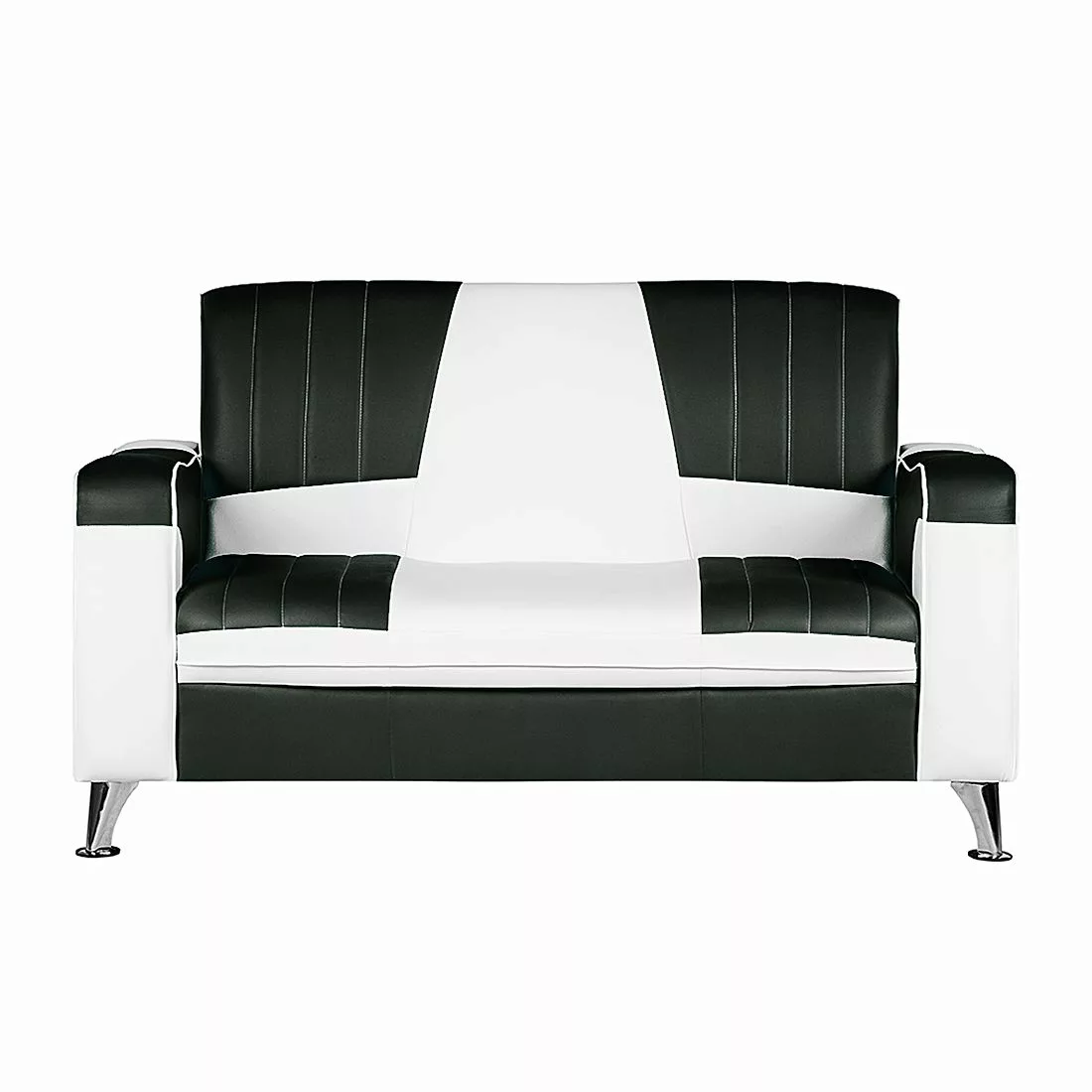 home24 Studio Monroe Sofa Nixa 2-Sitzer Weiß/Schwarz Kunstleder 161x93x76 c günstig online kaufen