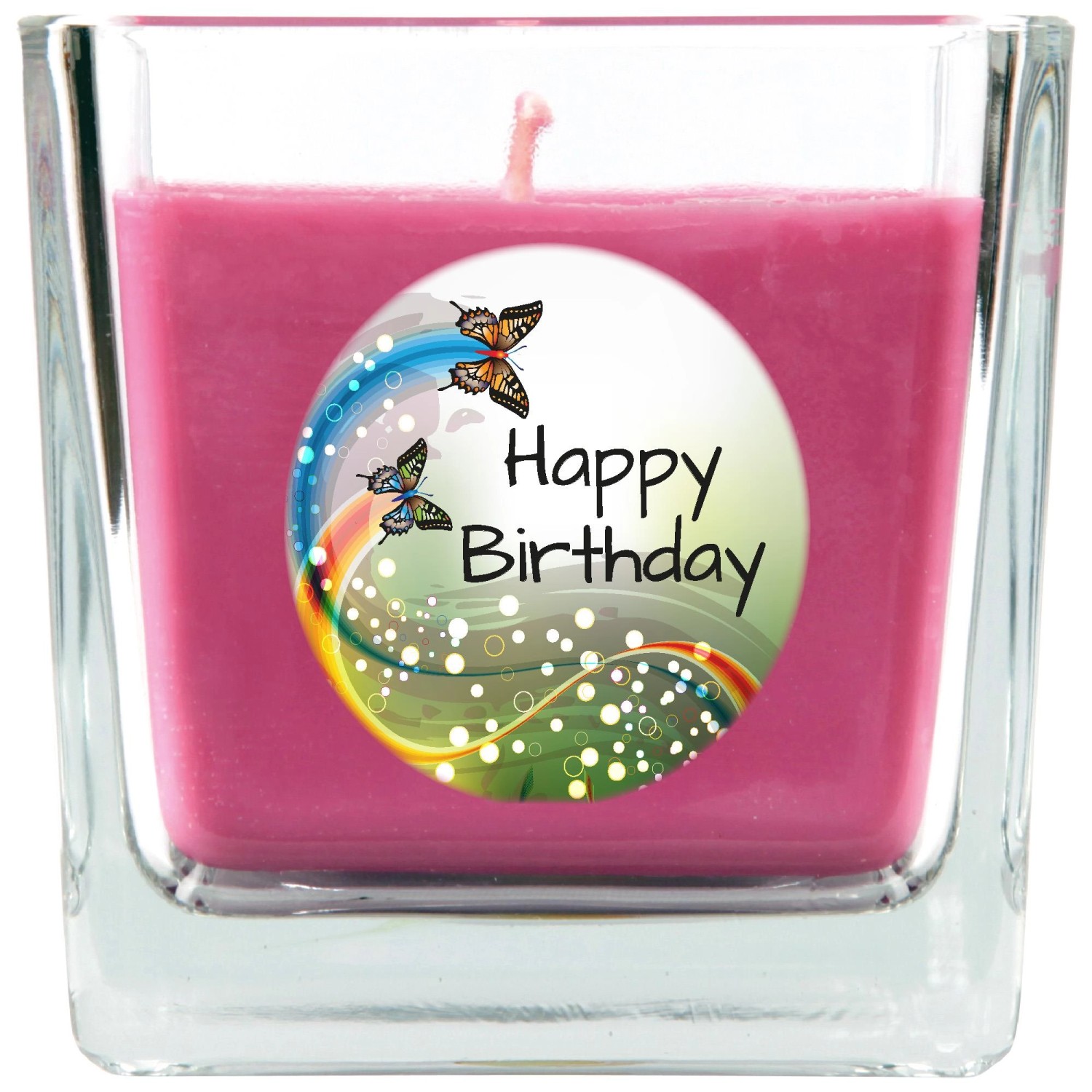 HS Candle Duftkerze & Glas Happy Birthday Viereck Lavendel Schmetterling günstig online kaufen