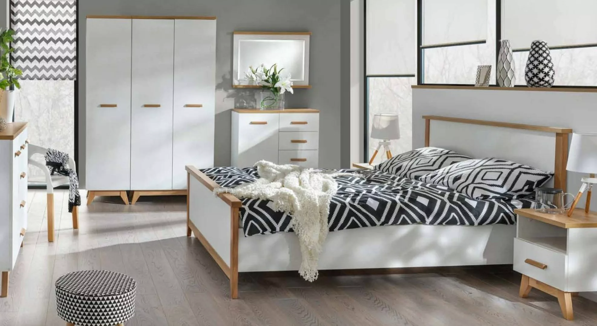 JVmoebel Kleiderschrank Schlafzimmer Kleiderschrank 3 türiger Holz Wandschr günstig online kaufen
