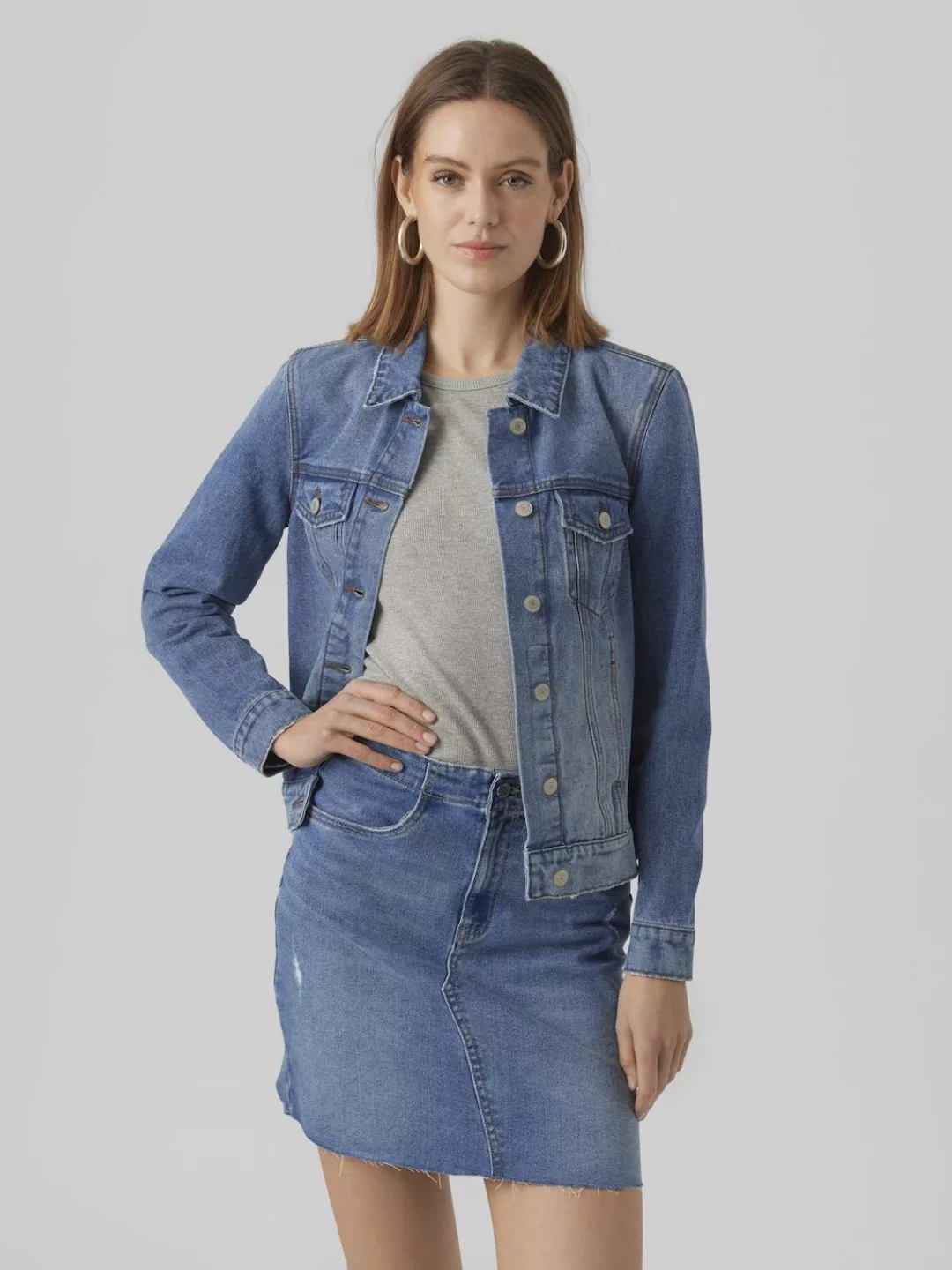 Vero Moda Jeansjacke "VMZORICA LS DENIM JACKET MIX NOOS", mit leichten Dest günstig online kaufen