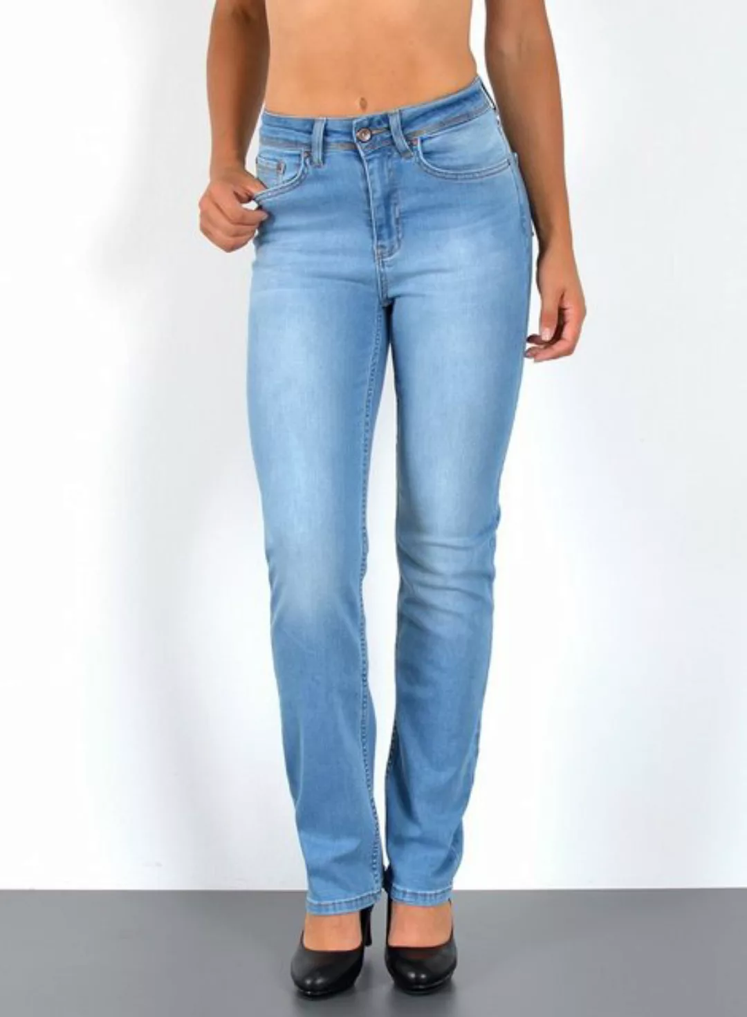 ESRA Straight-Jeans Damen Jeans Straight Leg mit hoher Bundhöhe und geradem günstig online kaufen