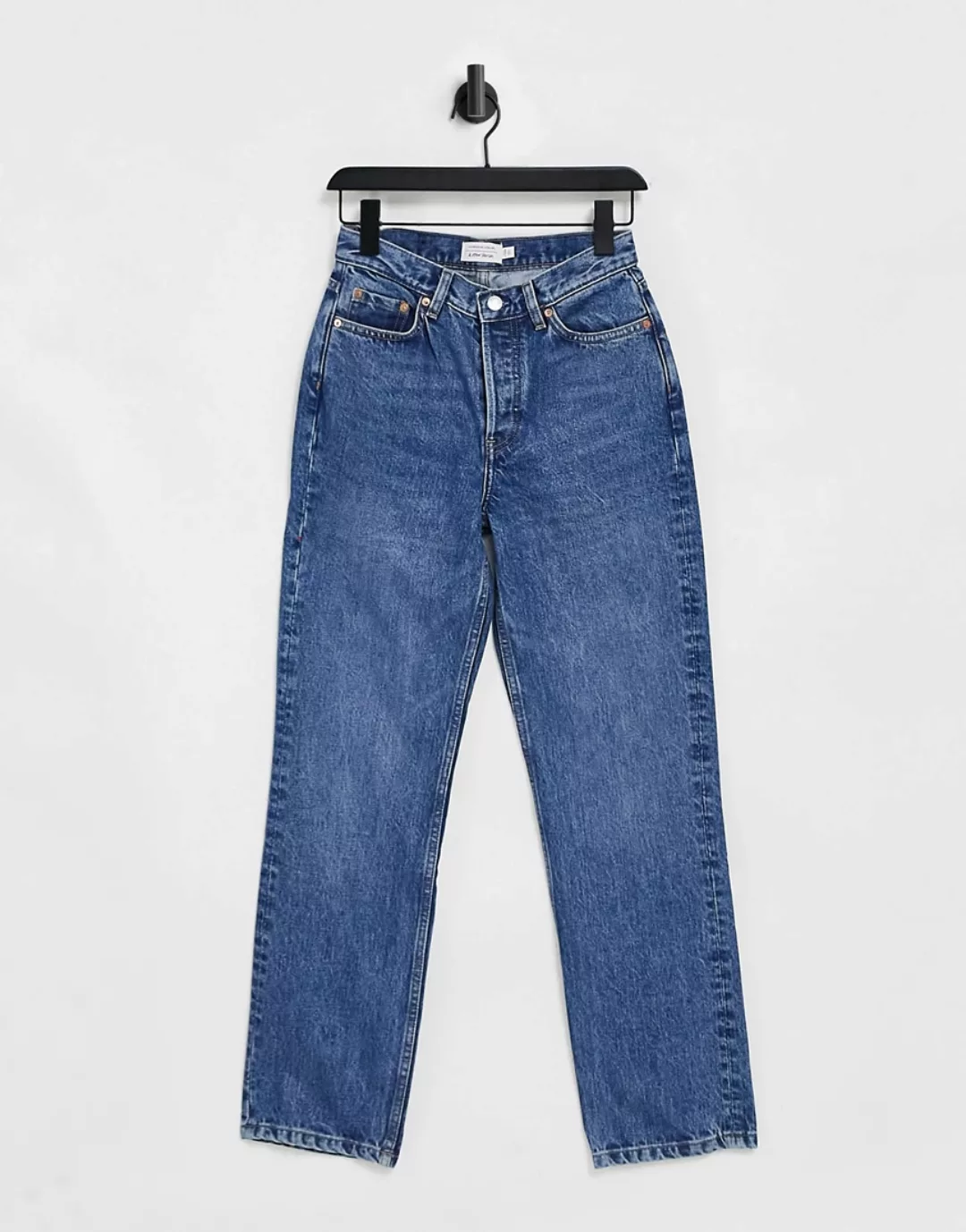 & Other Stories – Keeper – Kurze Jeans aus Bio-Baumwolle in Krepart-Blau mi günstig online kaufen