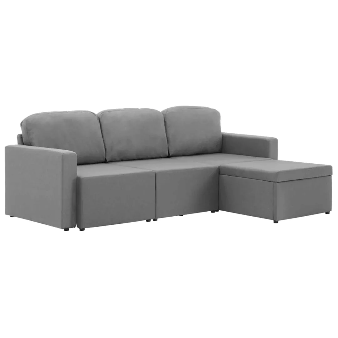 Modulares 3-sitzer-schlafsofa Hellgrau Stoff günstig online kaufen