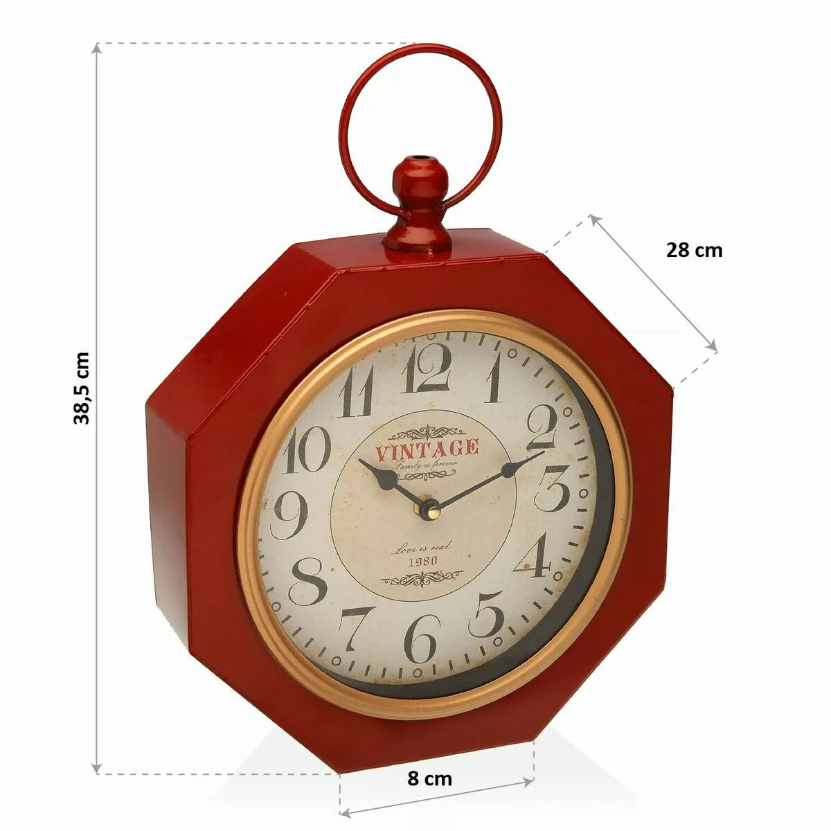 Wanduhr Versa Red Metall (28 X 8 X 40 Cm) günstig online kaufen