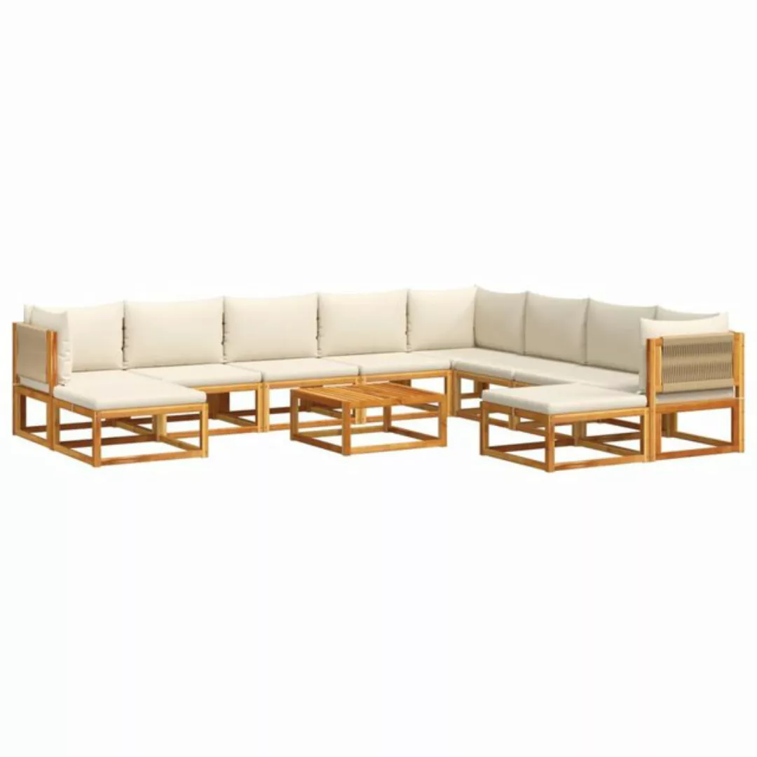 vidaXL Loungesofa 11-tlg. Garten-Sofagarnitur mit Kissen Massivholz Akazie, günstig online kaufen