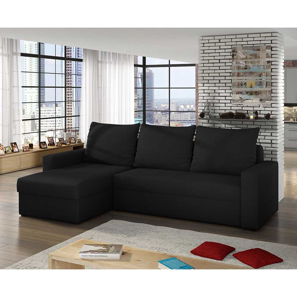 Sofa Schlafsofa aus Velours in Schwarz günstig online kaufen