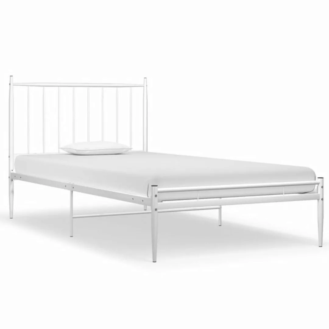 vidaXL Bettgestell Bett Weiß Metall 90x200 cm Bettgestell günstig online kaufen