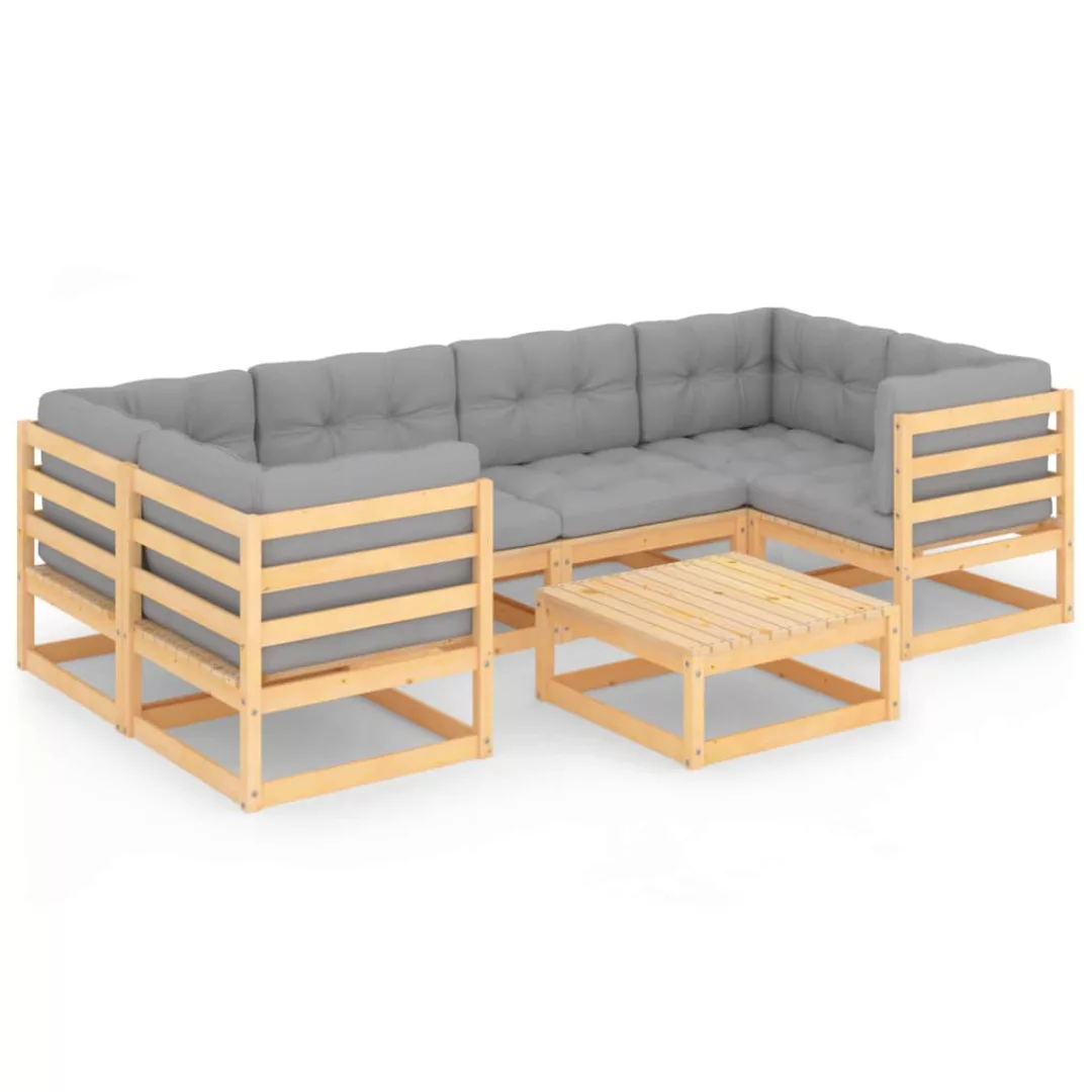 7-tlg. Garten-lounge-set Mit Kissen Kiefer Massivholz günstig online kaufen