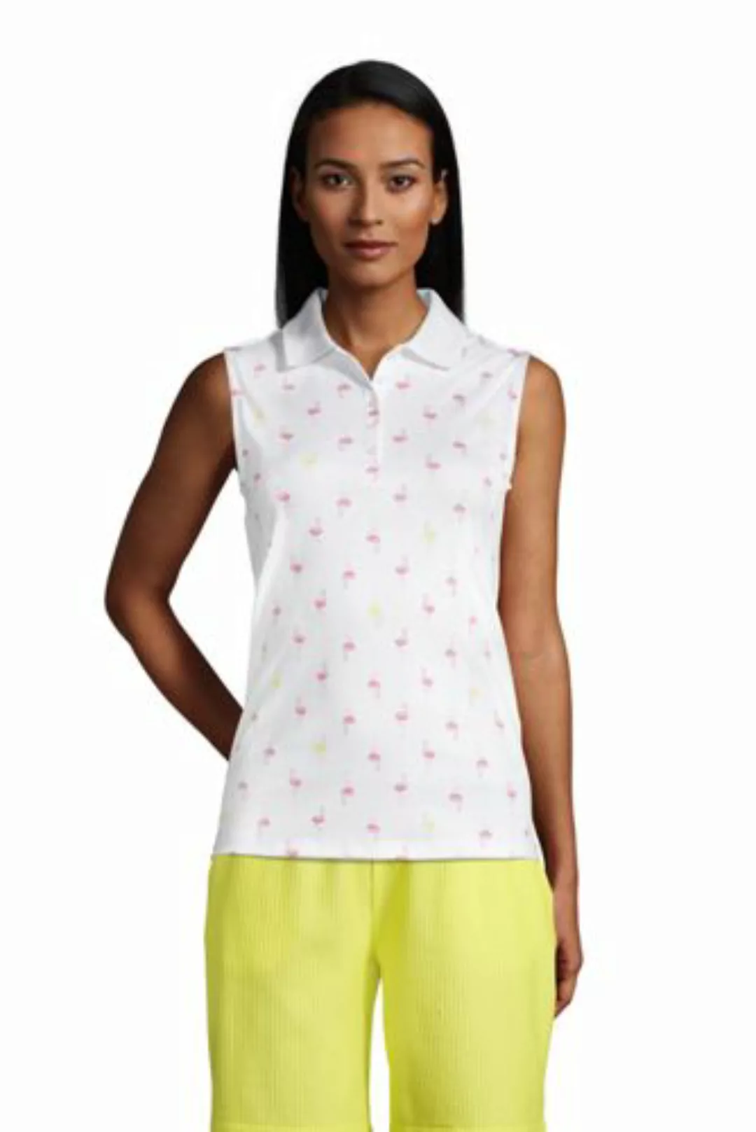 Ärmelloses Supima-Poloshirt, Damen, Größe: L Normal, Weiß, Baumwolle, by La günstig online kaufen