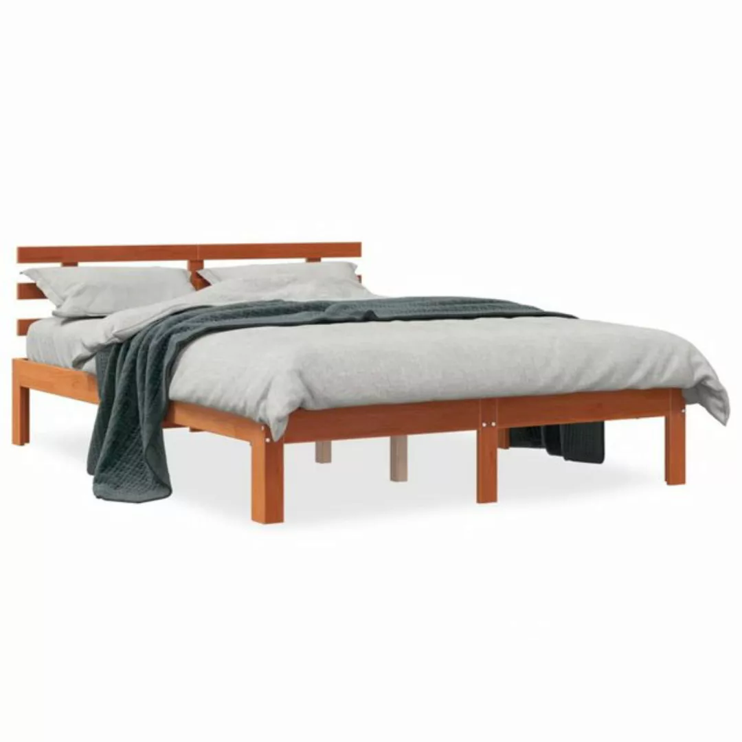 vidaXL Bett Massivholzbett ohne Matratze Wachsbraun 120x200 cm Kiefernholz günstig online kaufen