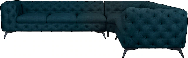 Leonique Chesterfield-Sofa »Ecksofa GLYNIS L-Form mit Wellenunterfederung, günstig online kaufen