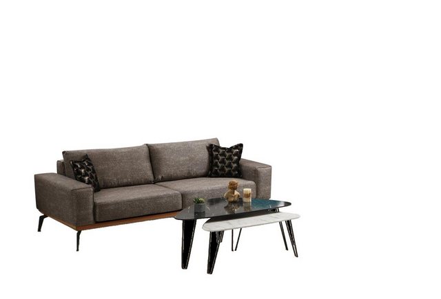 JVmoebel Sofa Sofagarnitur Dreisitzer Sessel Stoffsofa Polstersofa Grau Cou günstig online kaufen