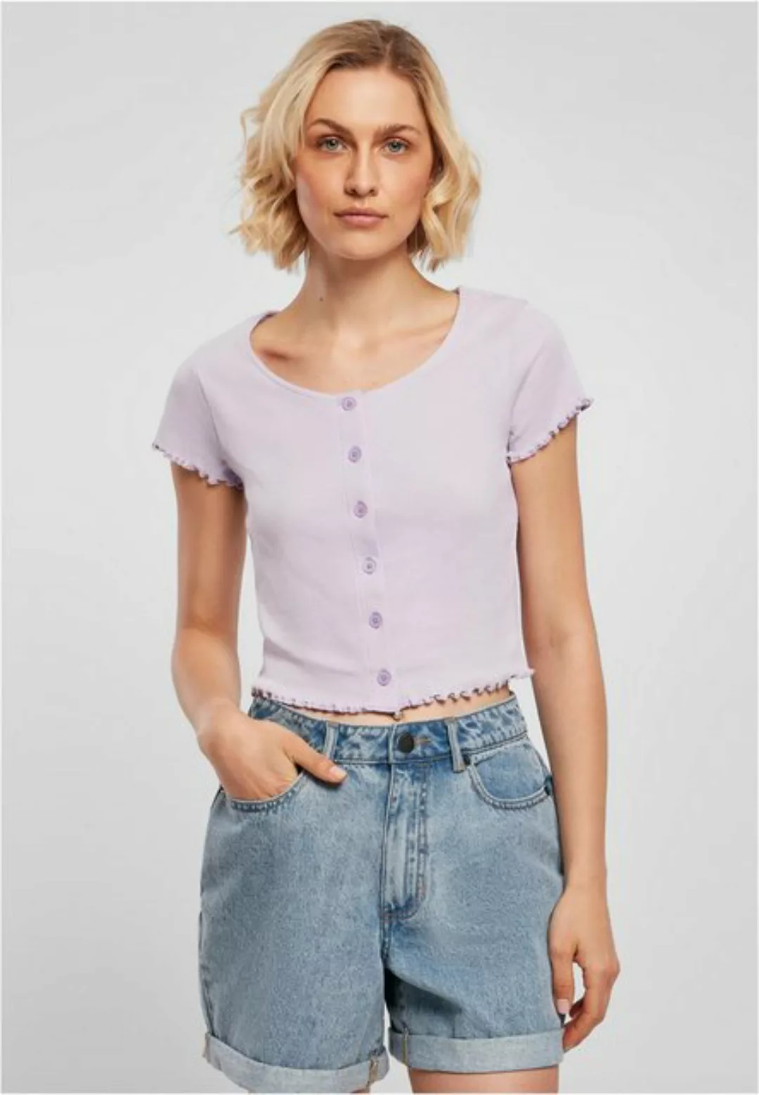 URBAN CLASSICS T-Shirt TB4103 - Ladies Cropped Button Up Rib Tee lilac 3XL günstig online kaufen