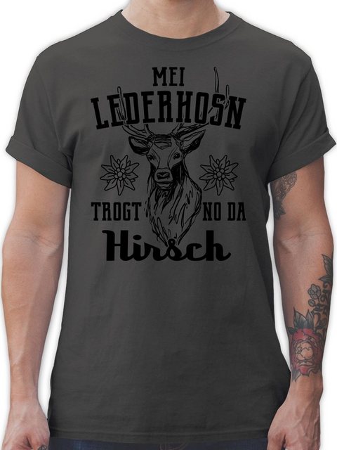 Shirtracer T-Shirt Mei Lederhosn trogt no da Hirsch - schwarz Mode für Okto günstig online kaufen