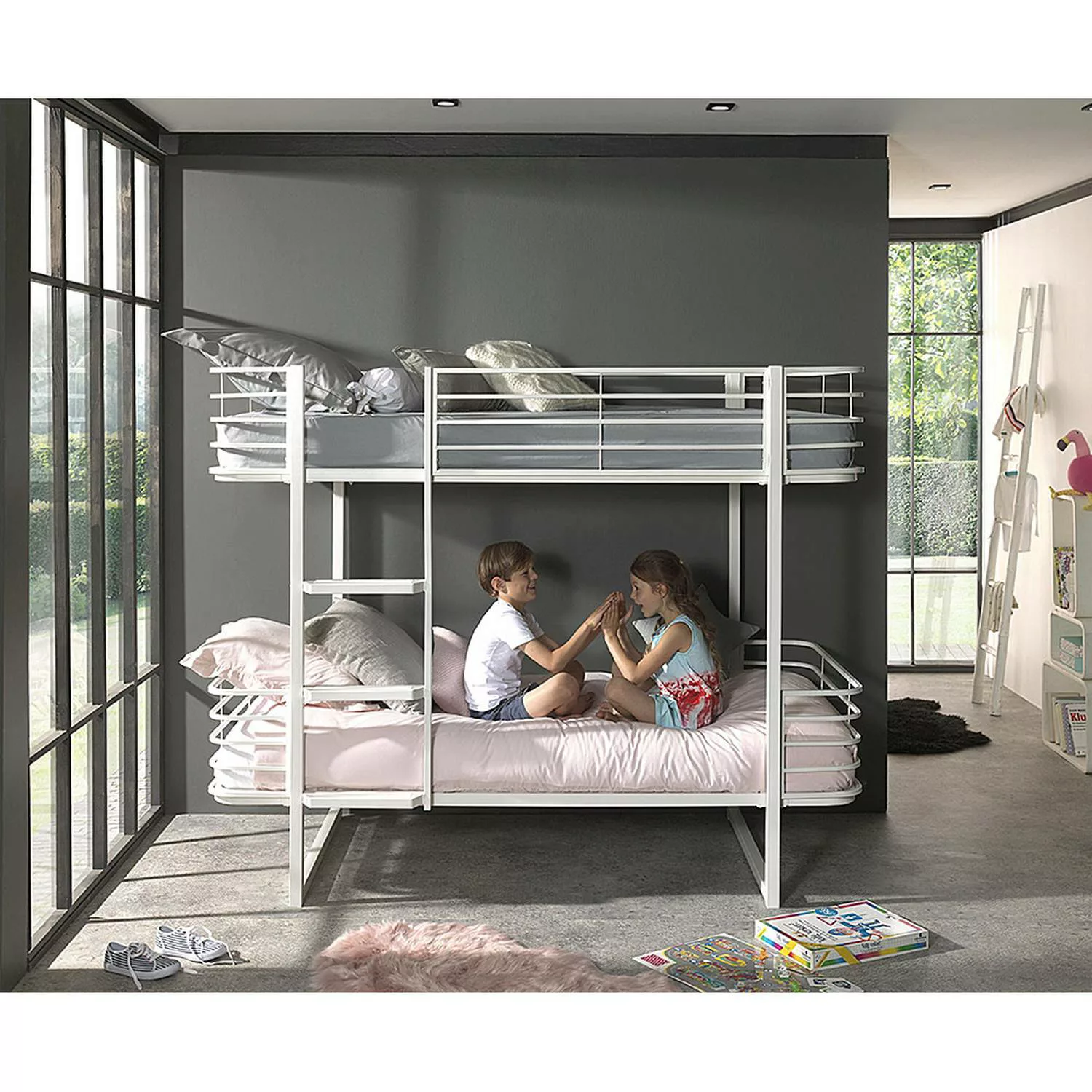 Kinder- Etagenbett Metall OSAKA-12 weiß - B/H/T: 205/166/99cm günstig online kaufen