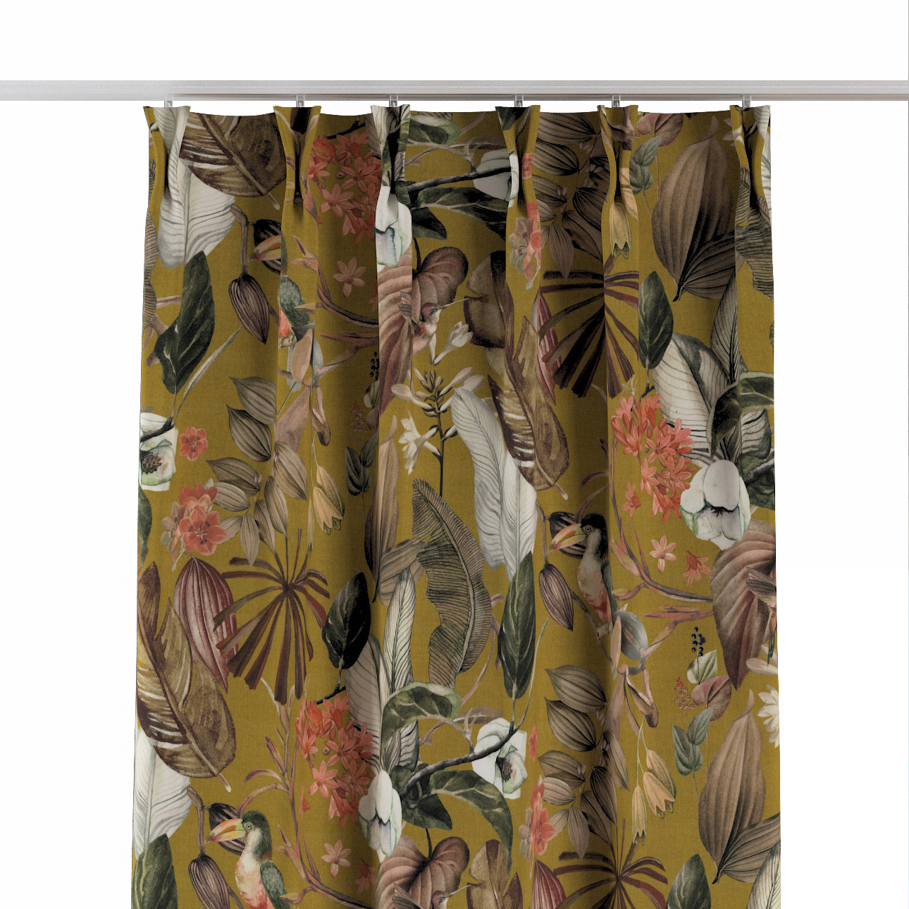 Vorhang mit flämischen 2-er Falten, senfgelb, Abigail (143-09) günstig online kaufen