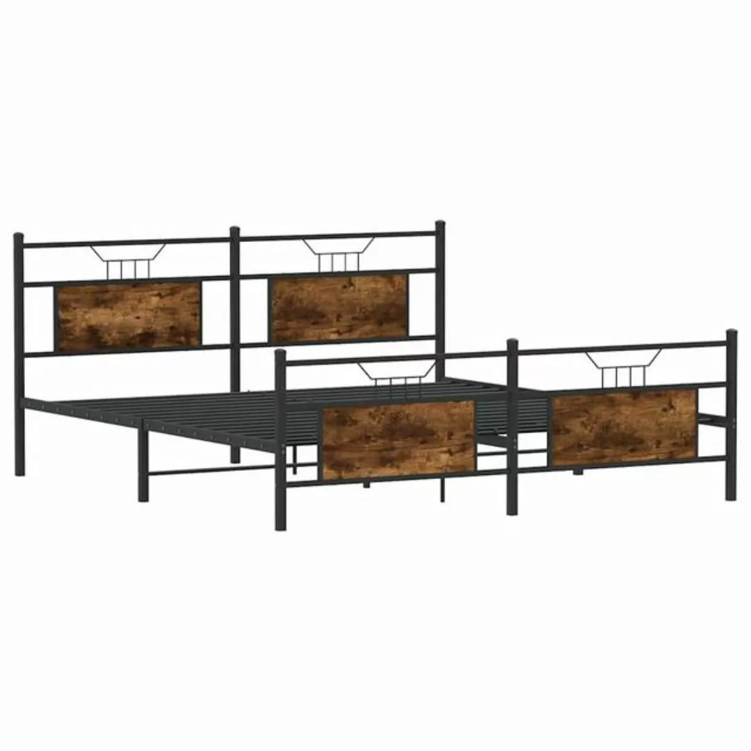 vidaXL Bett, Metallbett ohne Matratze Sonoma-Eiche 160x200 cm günstig online kaufen