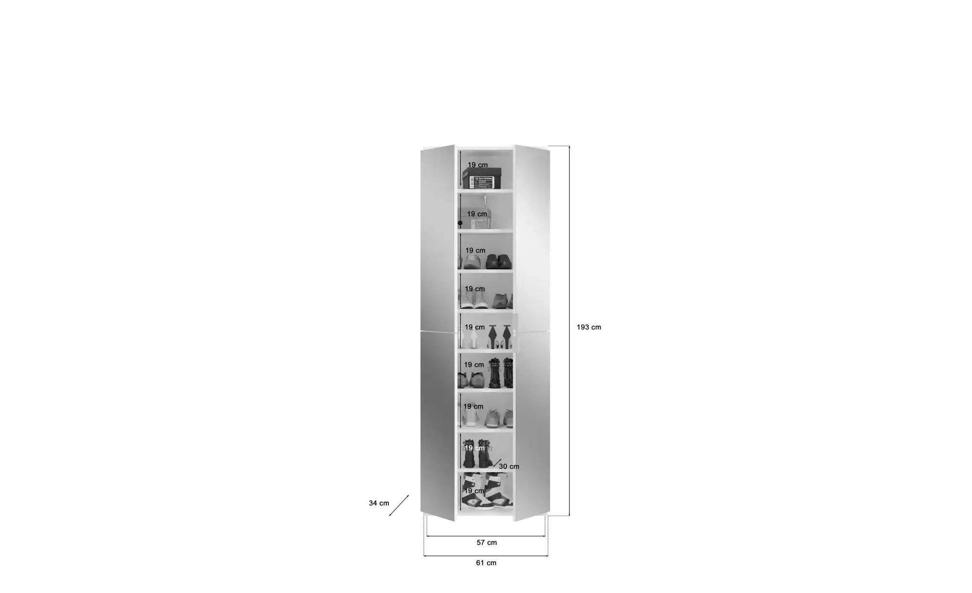 Mehrzweckschrank-Set  Projekt X ¦ weiß ¦ Maße (cm): B: 121 H: 193 T: 34.0 S günstig online kaufen