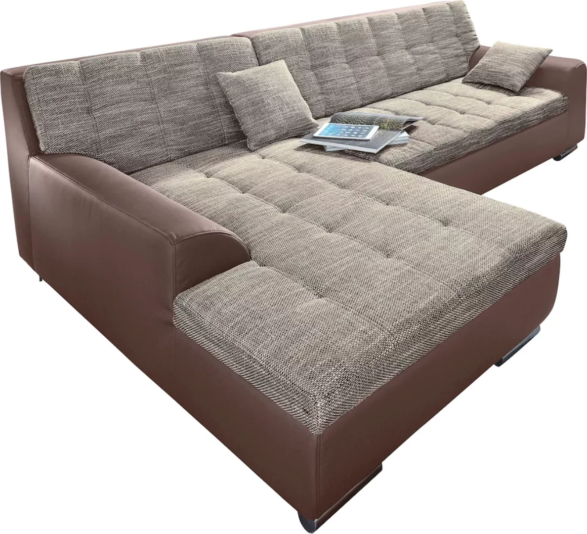 DOMO collection Ecksofa Treviso, wahlweise mit Bettfunktion, incl. Zierkiss günstig online kaufen
