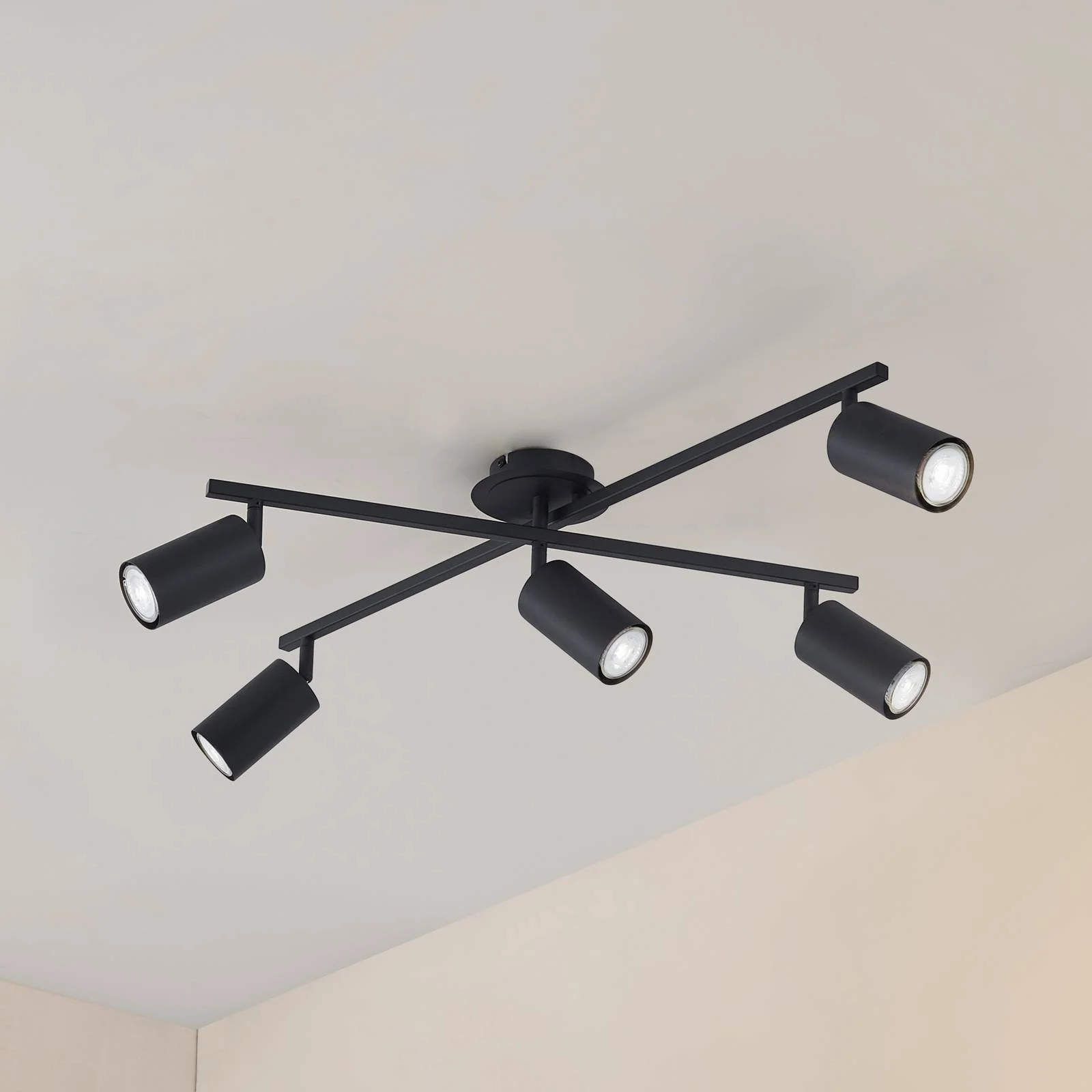 Lindby Deckenleuchte Joffrey, 78 cm, schwarz, 5-flg., GU10 günstig online kaufen