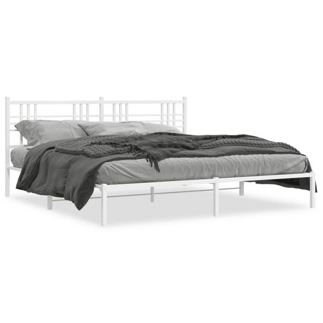 vidaXL Bett Bettgestell mit Kopfteil Metall Weiß 193x203 cm günstig online kaufen